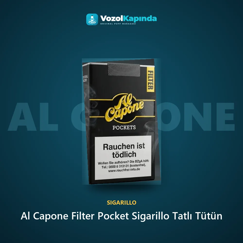 Al Capone Filter Pocket Sigarillo Tatlı Tütün Sipariş Bilgileri Al Capone Filter Pocket Sigarillo Tatlı Tütün bilgi kartı, orijinal sigarillo