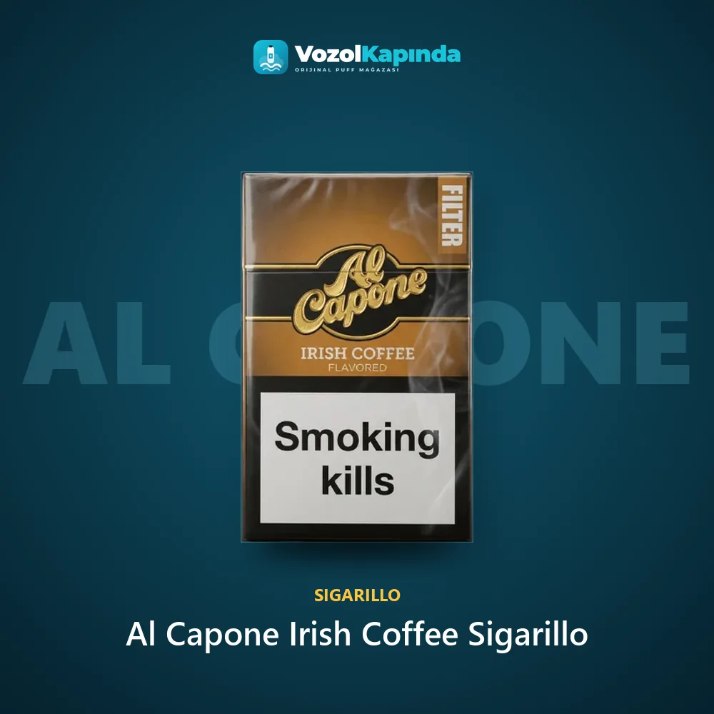 Al Capone Irish Coffee Sigarillo bilgi kartı, orijinal sigarillo