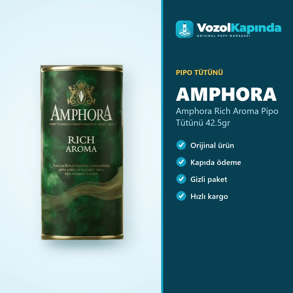 Amphora Rich Aroma Pipo Tütünü 42.5gr Bilgi Kartı Amphora Rich Aroma Pipo Tütünü 42.5gr özellikleri: orijinal ürün, kapıda ödeme, gizli paket