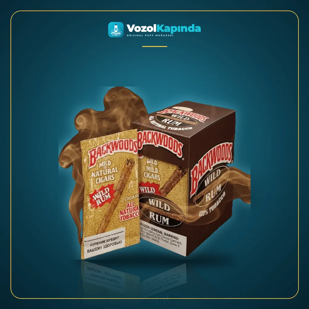 Backwoods Wild Rum Islak Puro Rom Aromalı Orijinal Ambalaj Backwoods Wild Rum Islak Puro Rom Aromalı ön yüz görseli, orijinal ambalaj