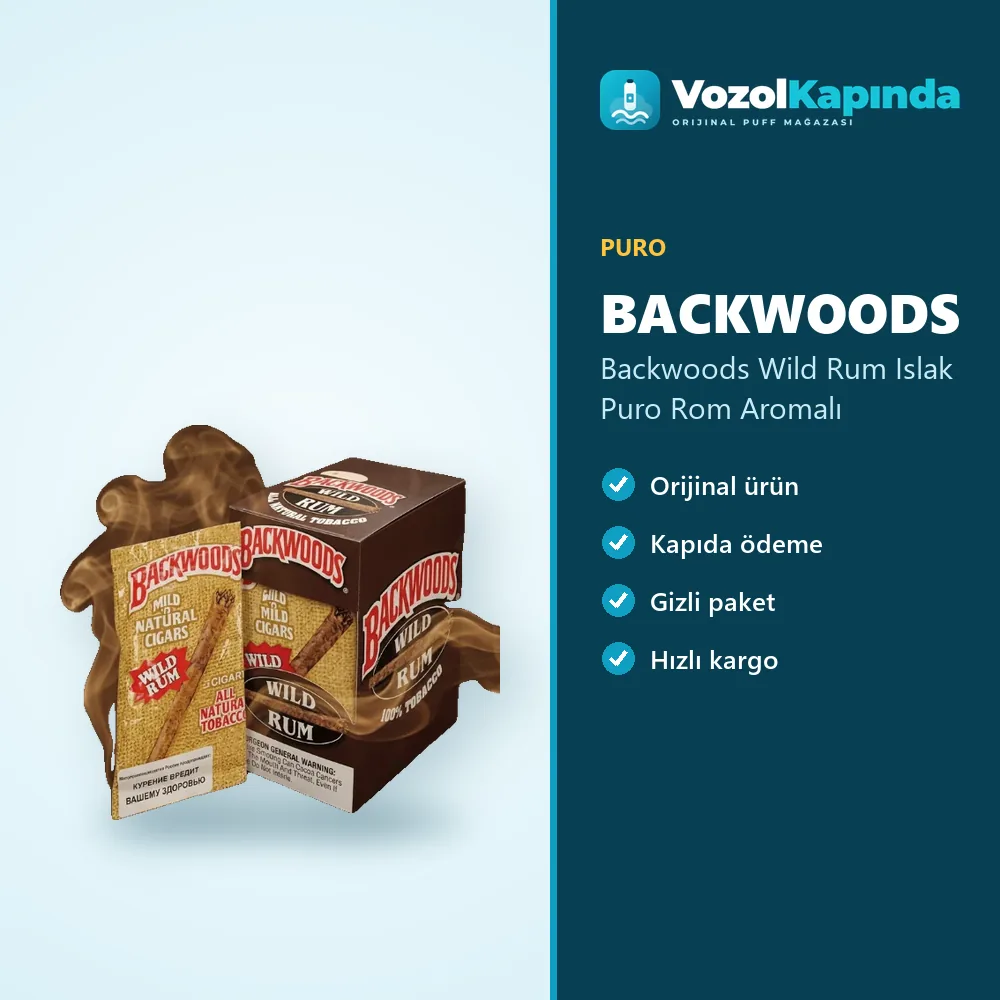 Backwoods Wild Rum Islak Puro Rom Aromalı Bilgi Kartı Backwoods Wild Rum Islak Puro Rom Aromalı bilgi kartı, orijinal puro