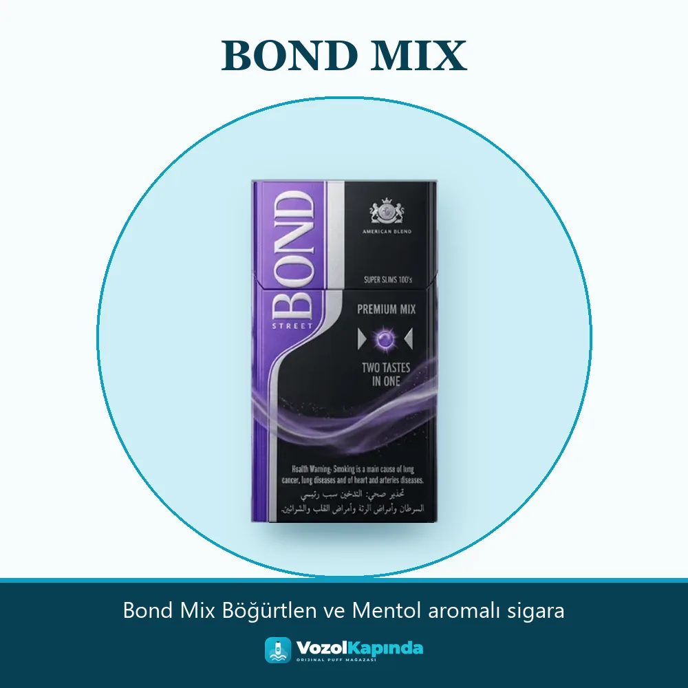 Bond Mix Böğürtlen ve Mentol aromalı sigara Bilgi Kartı Bond Mix Böğürtlen ve Mentol aromalı sigara sipariş avantajları: kapıda ödeme ve gizli paket