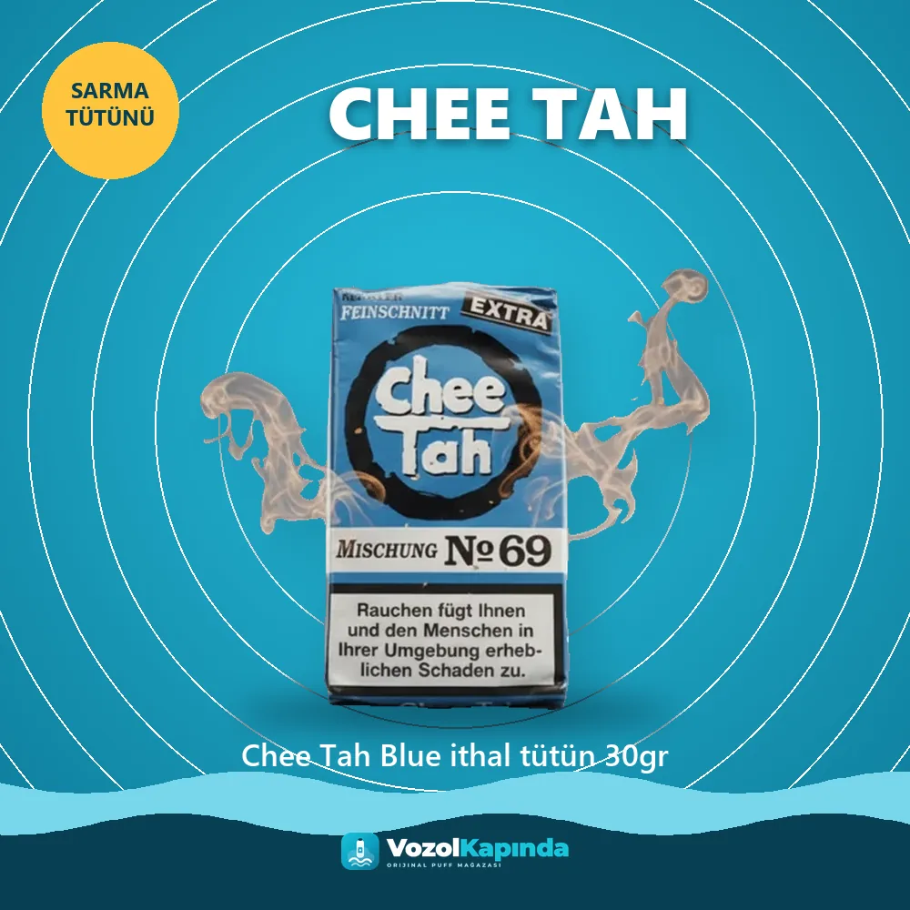 Chee Tah Blue ithal tütün 30gr bilgi kartı, orijinal sarma tütünü