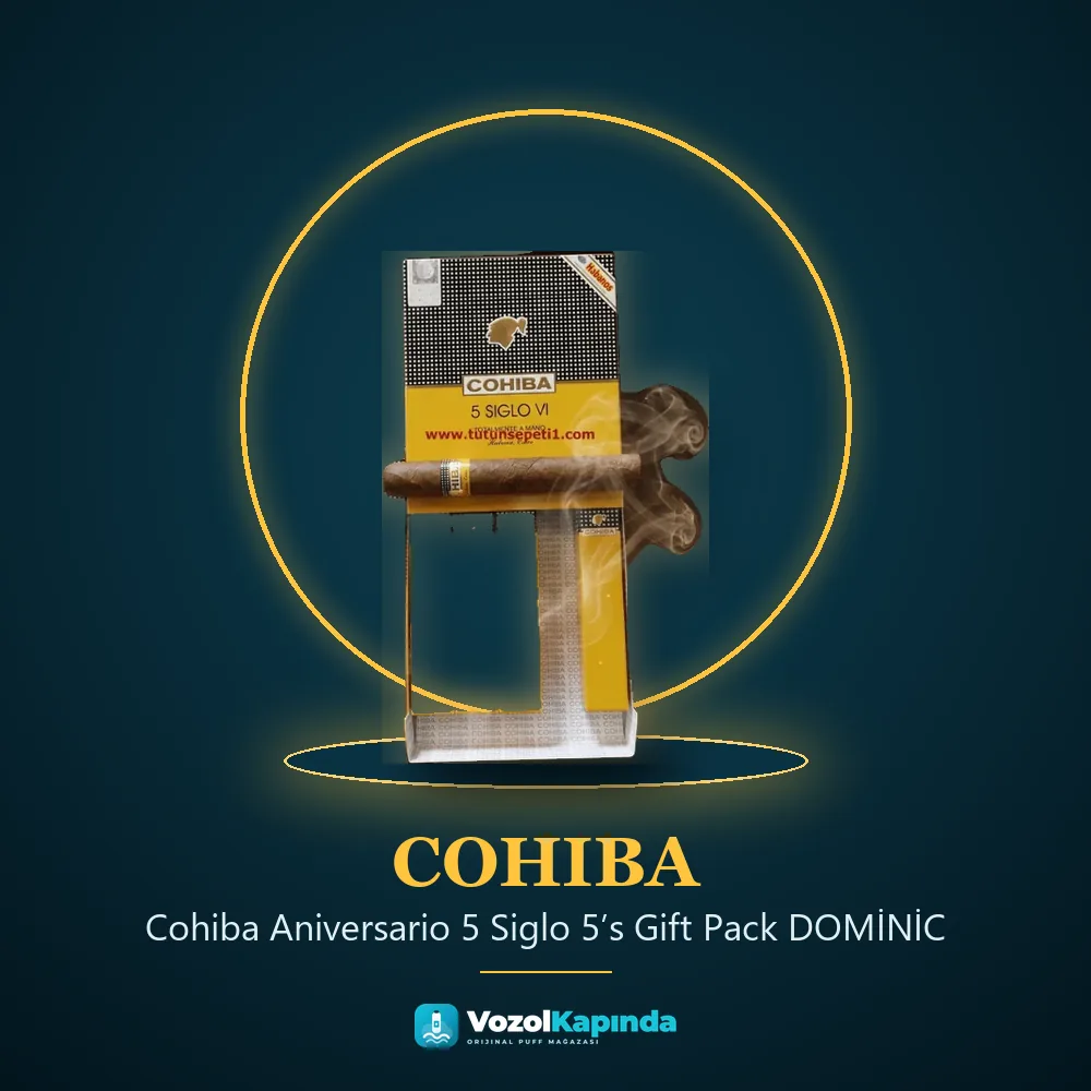 Cohiba Aniversario 5 Siglo 5’s Gift Pack DOMİNİC bilgi kartı, orijinal puro