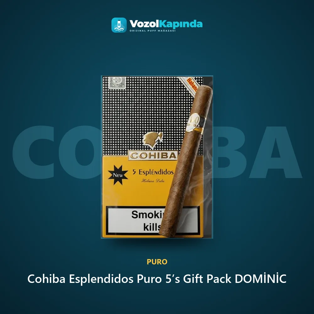 Cohiba Esplendidos Puro 5’s Gift Pack DOMİNİC Bilgi Kartı Cohiba Esplendidos Puro 5’s Gift Pack DOMİNİC bilgi kartı, orijinal puro