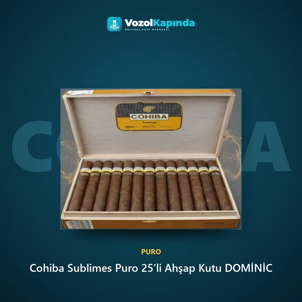 Cohiba Sublimes Puro 25’li Ahşap Kutu DOMİNİC bilgi kartı, orijinal puro
