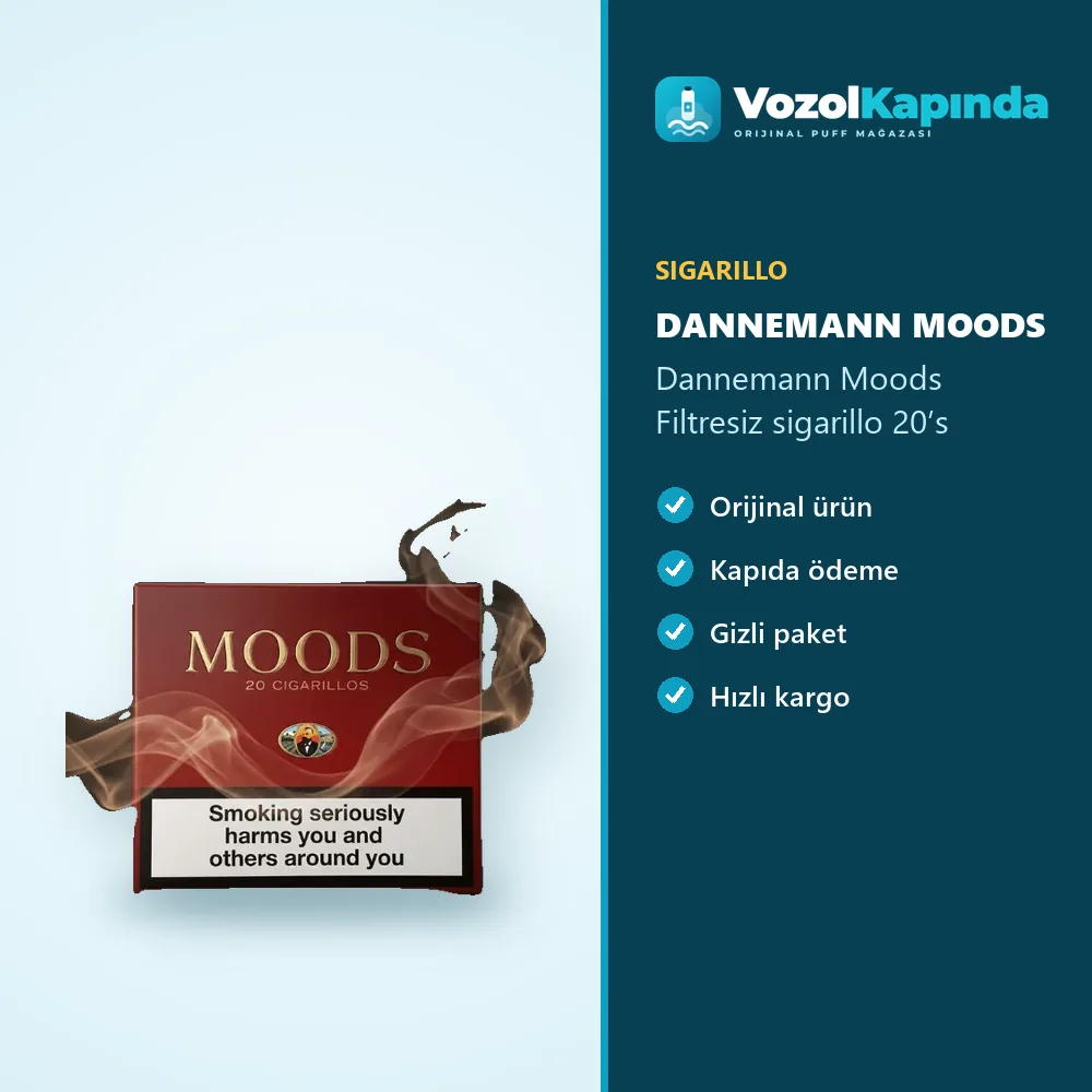 Dannemann Moods Filtresiz sigarillo 20’s özellikleri: orijinal ürün, kapıda ödeme, gizli paket