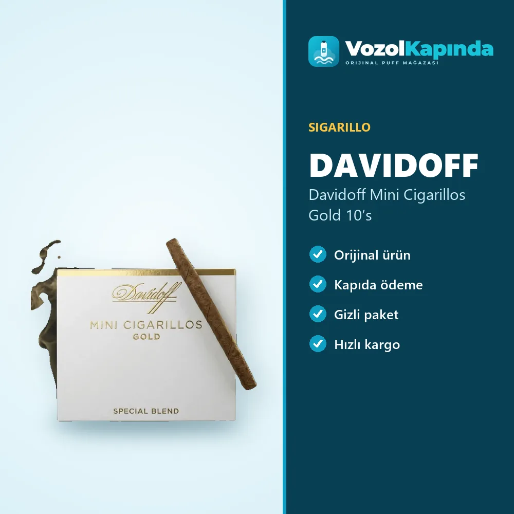 Davidoff Mini Cigarillos Gold 10’s Bilgi Kartı Davidoff Mini Cigarillos Gold 10’s sipariş avantajları: kapıda ödeme ve gizli paket