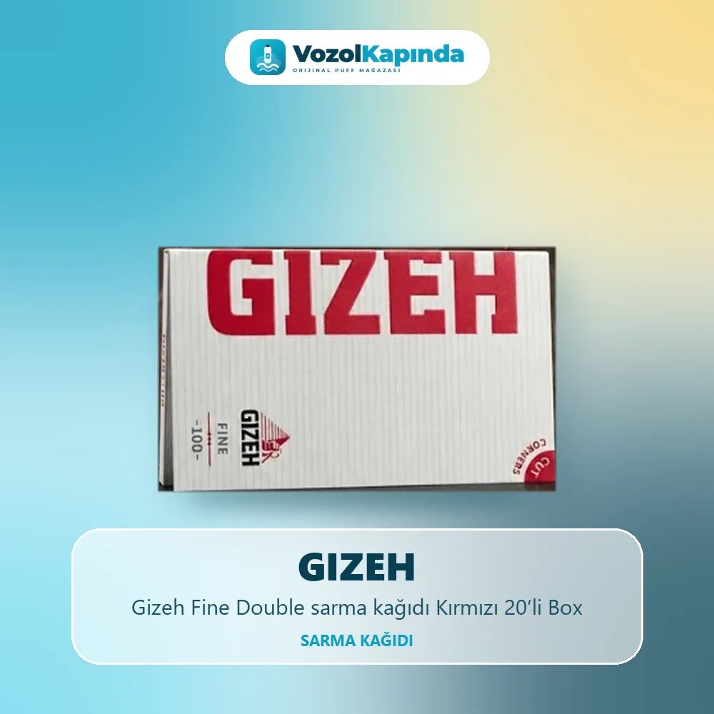 Gizeh Fine Double sarma kağıdı Kırmızı 20’li Box Bilgi Kartı Gizeh Fine Double sarma kağıdı Kırmızı 20’li Box bilgi kartı, orijinal sarma kağıdı