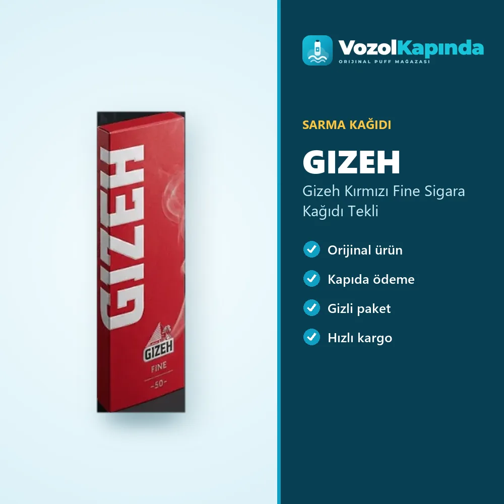Gizeh Kırmızı Fine Sigara Kağıdı Tekli bilgi kartı, orijinal sarma kağıdı