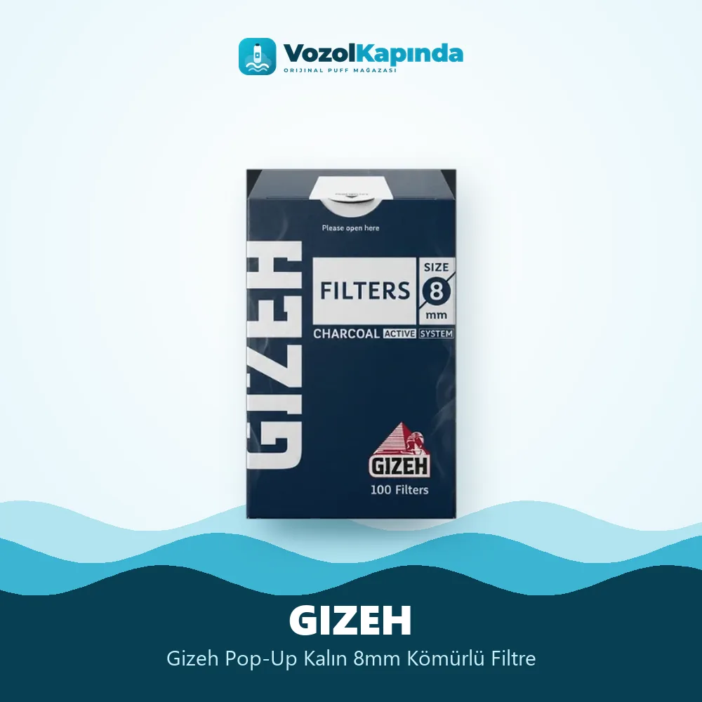 Gizeh Pop-Up Kalın 8mm Kömürlü Filtre Sipariş Bilgileri Gizeh Pop-Up Kalın 8mm Kömürlü Filtre bilgi kartı, orijinal sarma filtresi