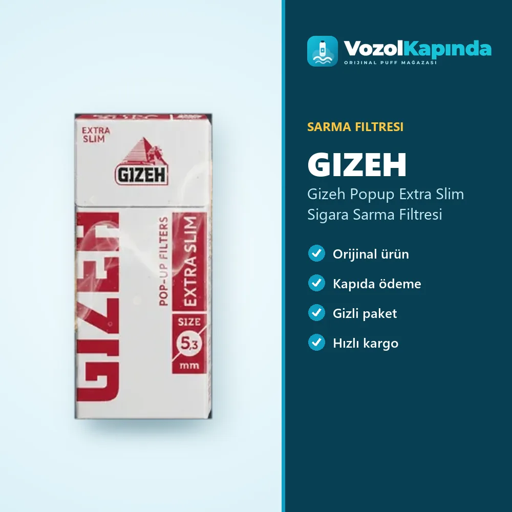 Gizeh Popup Extra Slim Sigara Sarma Filtresi Özellikleri Gizeh Popup Extra Slim Sigara Sarma Filtresi sipariş avantajları: kapıda ödeme ve gizli paket