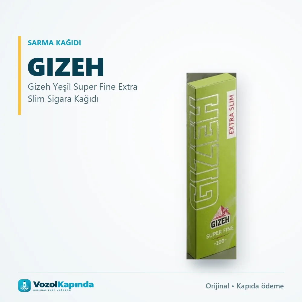 Gizeh Yeşil Super Fine Extra Slim Sigara Kağıdı Bilgi Kartı Gizeh Yeşil Super Fine Extra Slim Sigara Kağıdı bilgi kartı, orijinal sarma kağıdı