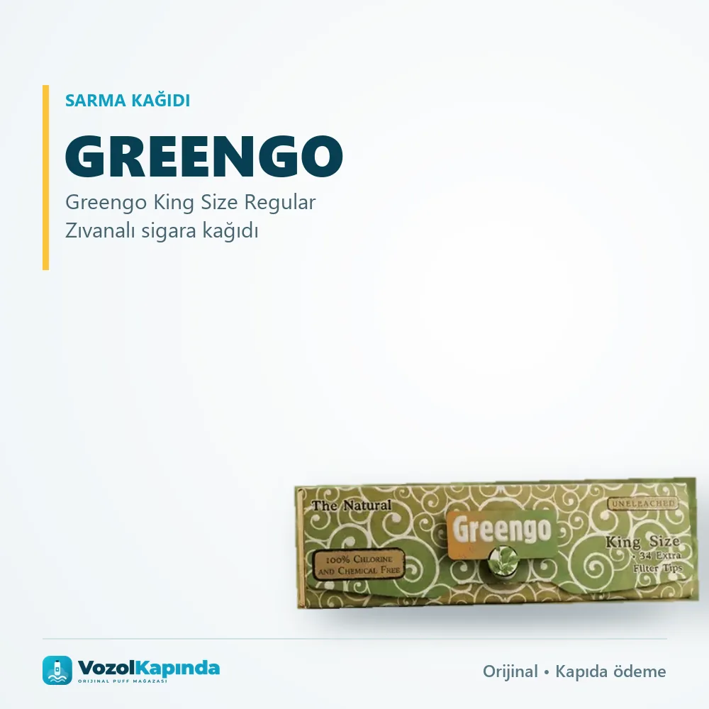 Greengo King Size Regular Zıvanalı sigara kağıdı Bilgi Kartı Greengo King Size Regular Zıvanalı sigara kağıdı bilgi kartı, orijinal sarma kağıdı