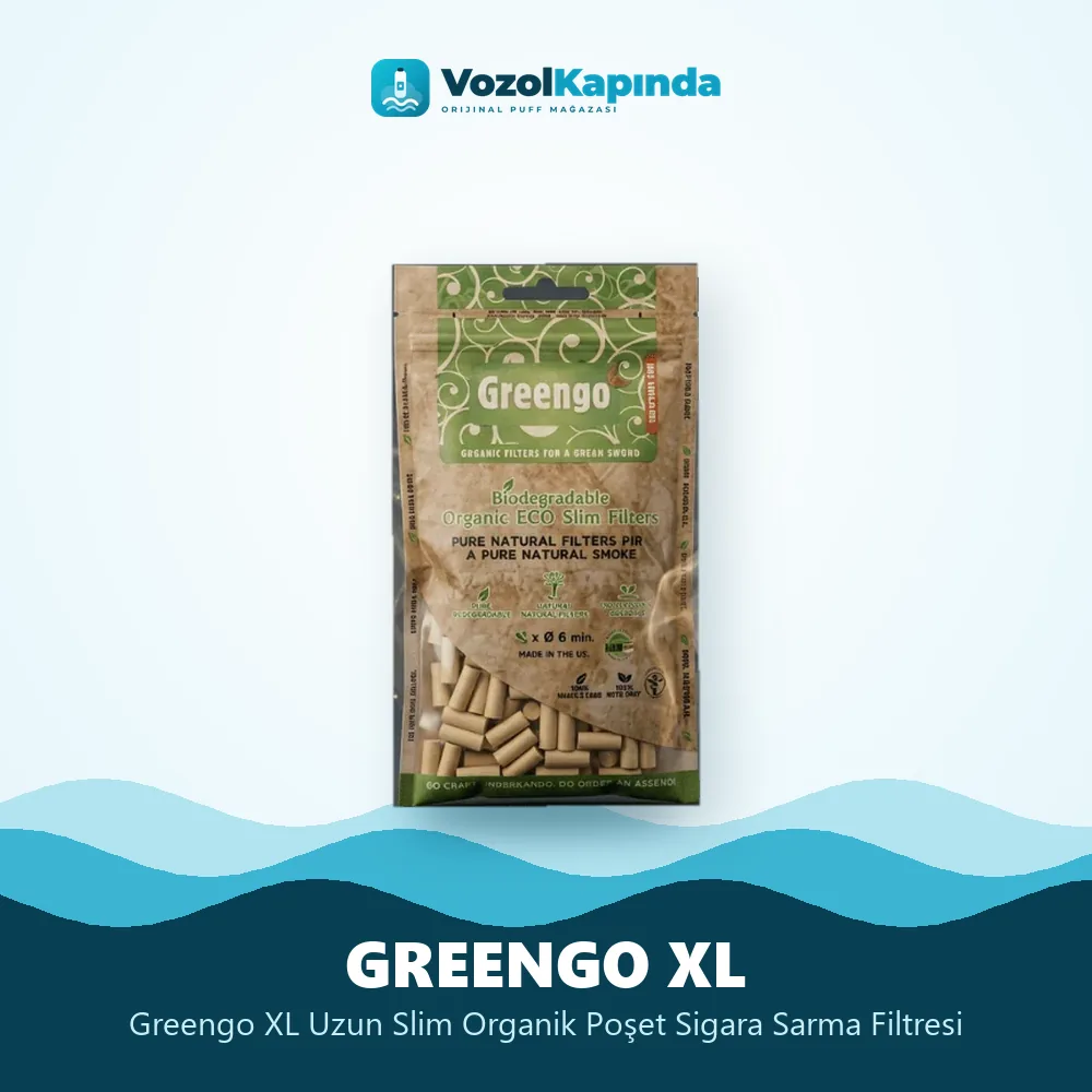 Greengo XL Uzun Slim Organik Poşet Sigara Sarma Filtresi Bilgi Kartı Greengo XL Uzun Slim Organik Poşet Sigara Sarma Filtresi sipariş avantajları: kapıda ödeme ve gizli paket