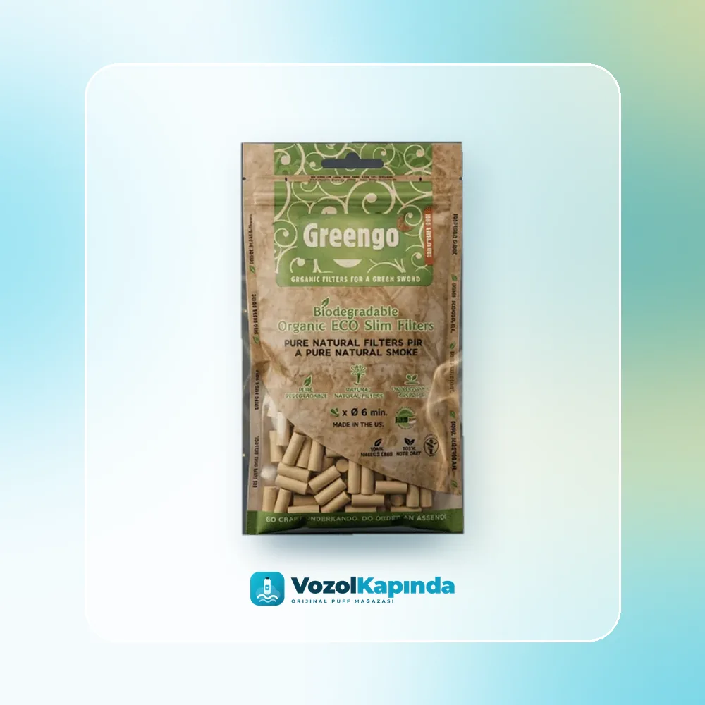 Greengo XL Uzun Slim Organik Poşet Sigara Sarma Filtresi Sipariş Greengo XL Uzun Slim Organik Poşet Sigara Sarma Filtresi satın al, Vozol Kapında