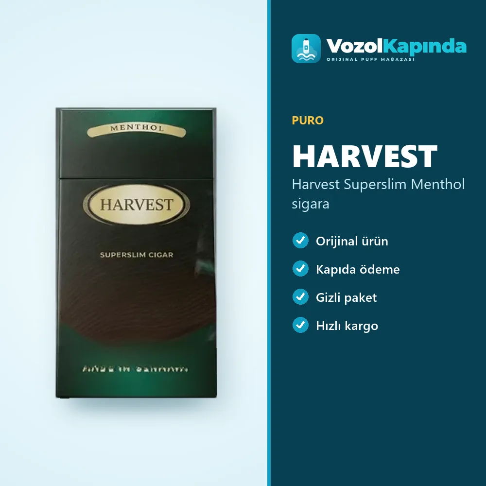 Harvest Superslim Menthol sigara özellikleri: orijinal ürün, kapıda ödeme, gizli paket