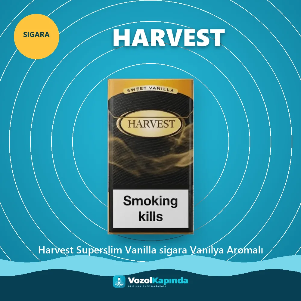 Harvest Superslim Vanilla sigara Vanilya Aromalı bilgi kartı, orijinal sigara