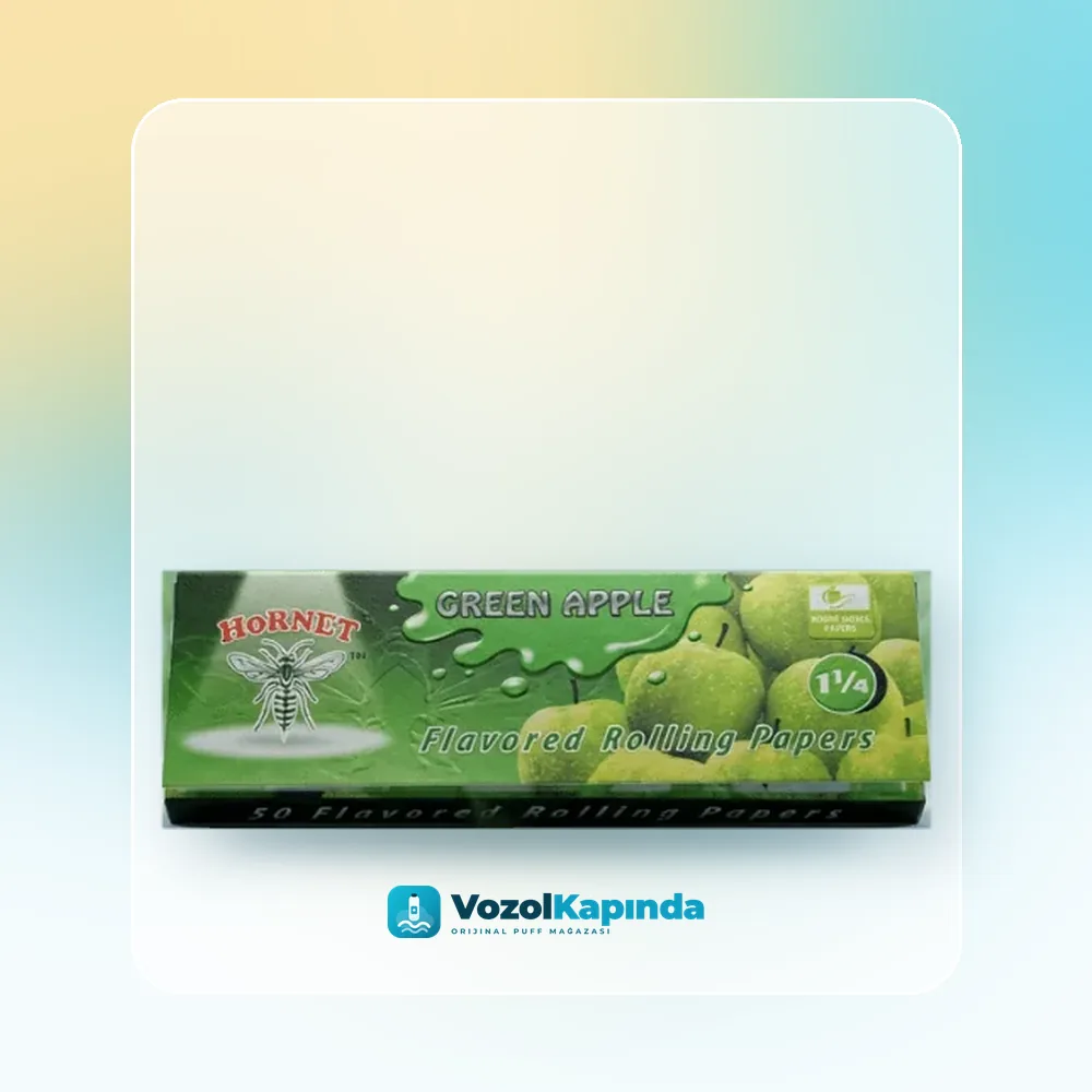 Hornet Green Apple Yeşil Elma Aromalı sarma Kağıdı King Size, Vozol Kapında orijinal sarma kağıdı