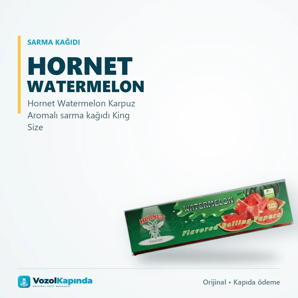 Hornet Watermelon Karpuz Aromalı sarma kağıdı King Size Bilgi Kartı Hornet Watermelon Karpuz Aromalı sarma kağıdı King Size bilgi kartı, orijinal sarma kağıdı
