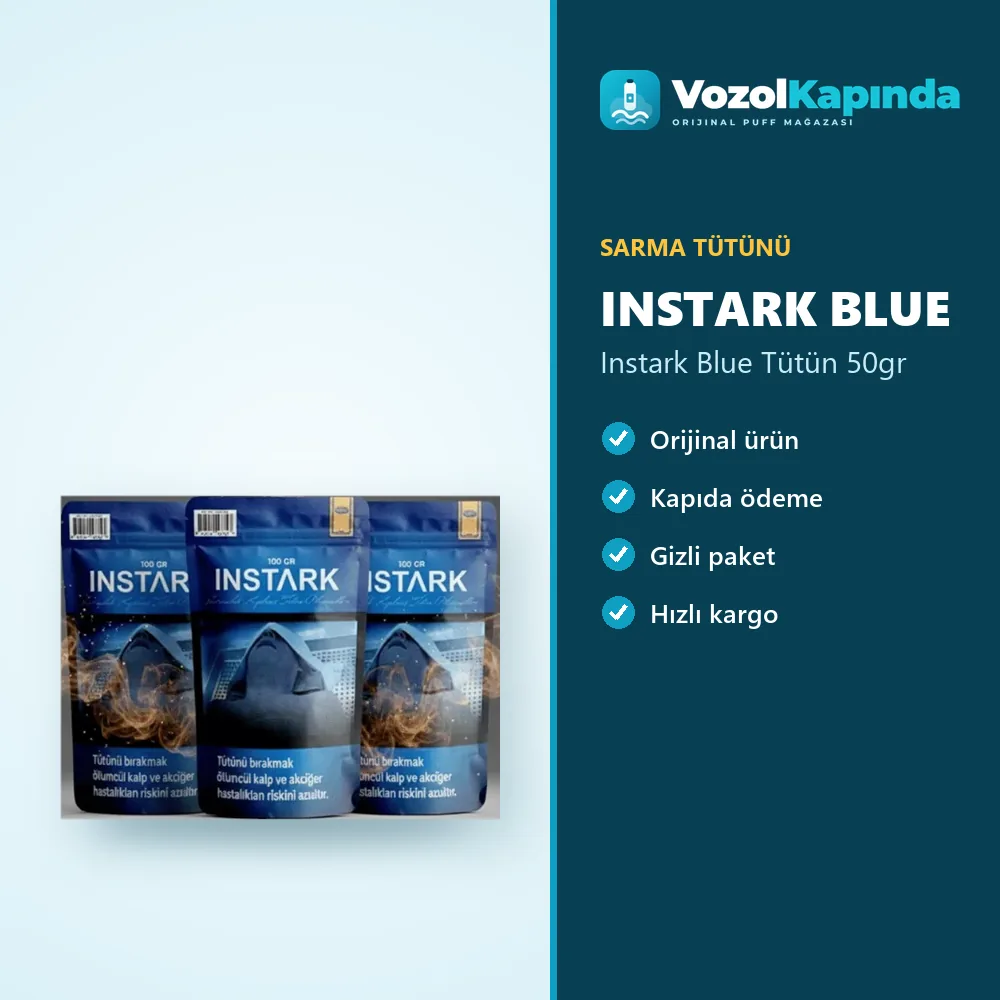 Instark Blue Tütün 50gr özellikleri: orijinal ürün, kapıda ödeme, gizli paket