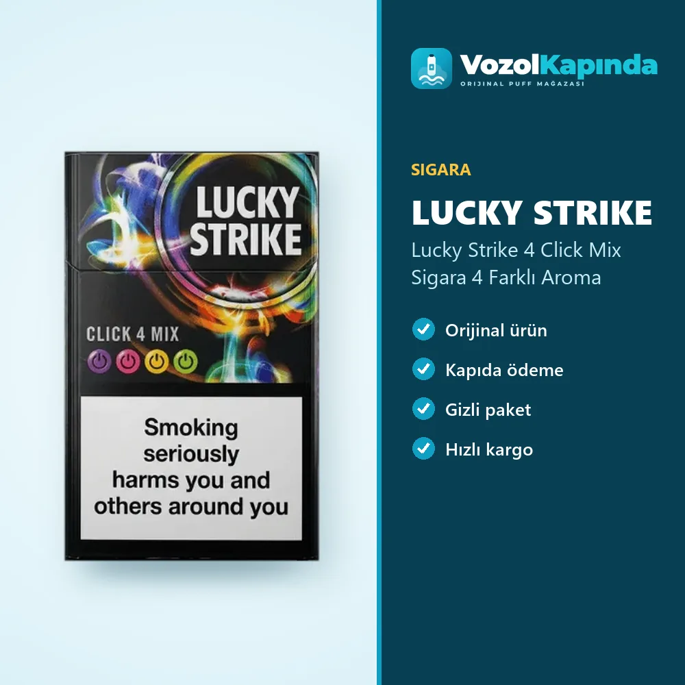 Lucky Strike 4 Click Mix Sigara 4 Farklı Aroma sipariş avantajları: kapıda ödeme ve gizli paket