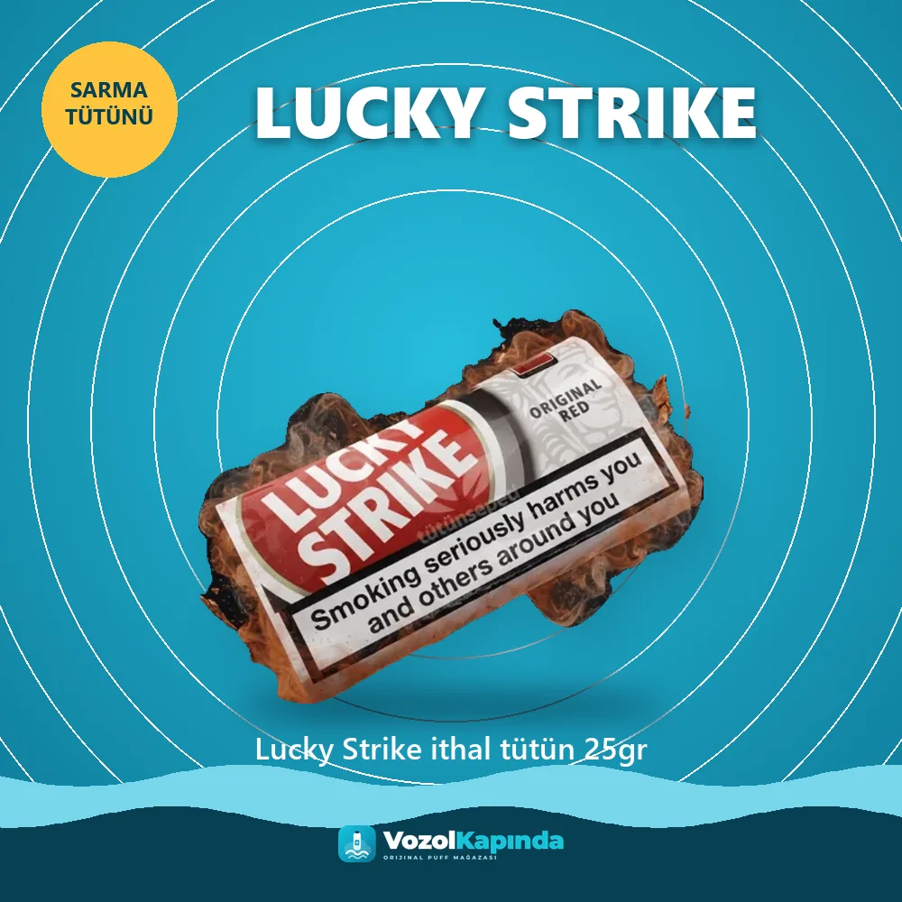 Lucky Strike ithal tütün 25gr bilgi kartı, orijinal sarma tütünü