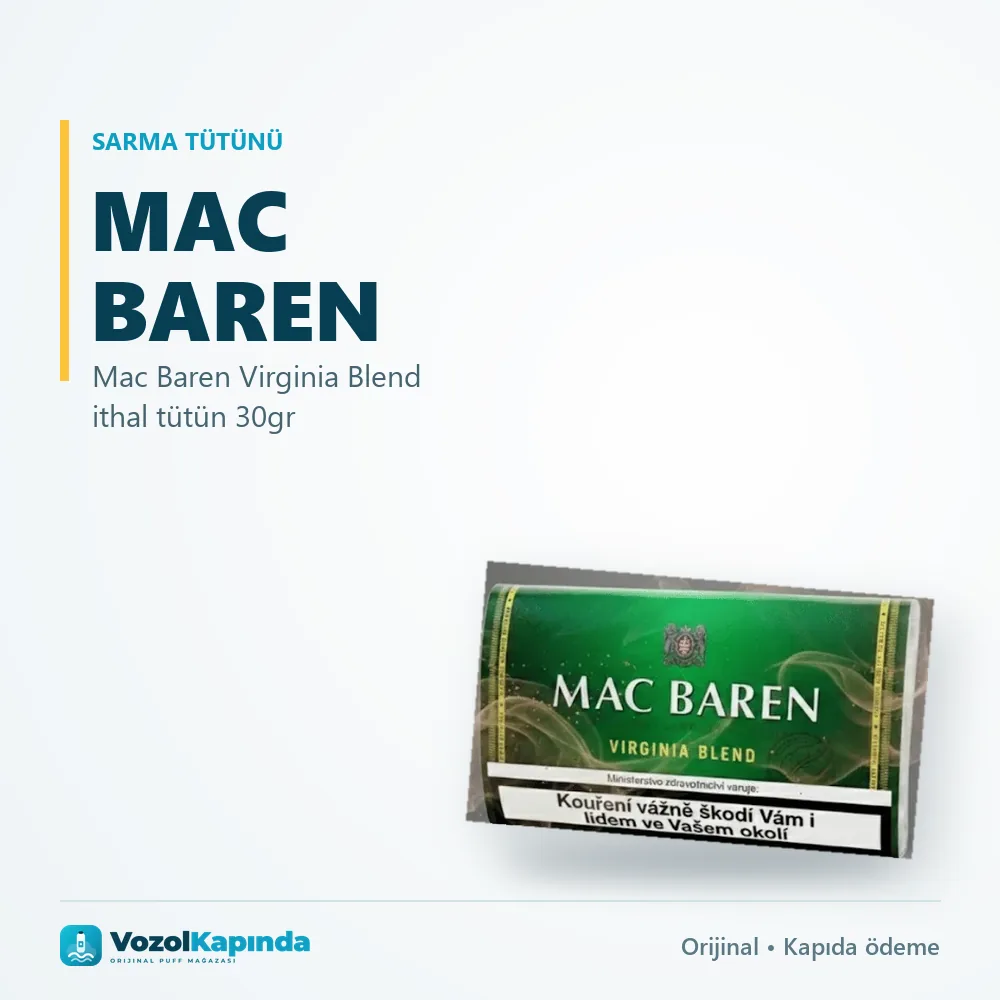 Mac Baren Virginia Blend ithal tütün 30gr bilgi kartı, orijinal sarma tütünü