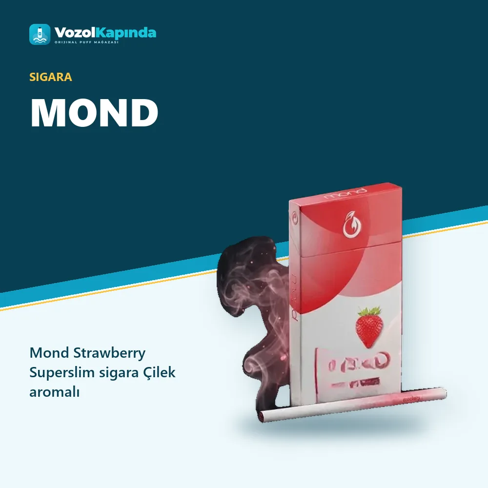Mond Strawberry Superslim sigara Çilek aromalı Sipariş Bilgileri Mond Strawberry Superslim sigara Çilek aromalı bilgi kartı, orijinal sigara