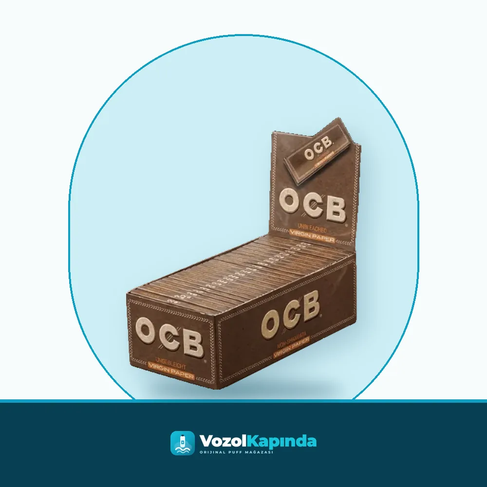 OCB Kısa Sigara Kağıdı Virgin Tekli 50’li Box Paket Görünümü OCB Kısa Sigara Kağıdı Virgin Tekli 50’li Box ön yüz görseli, orijinal ambalaj