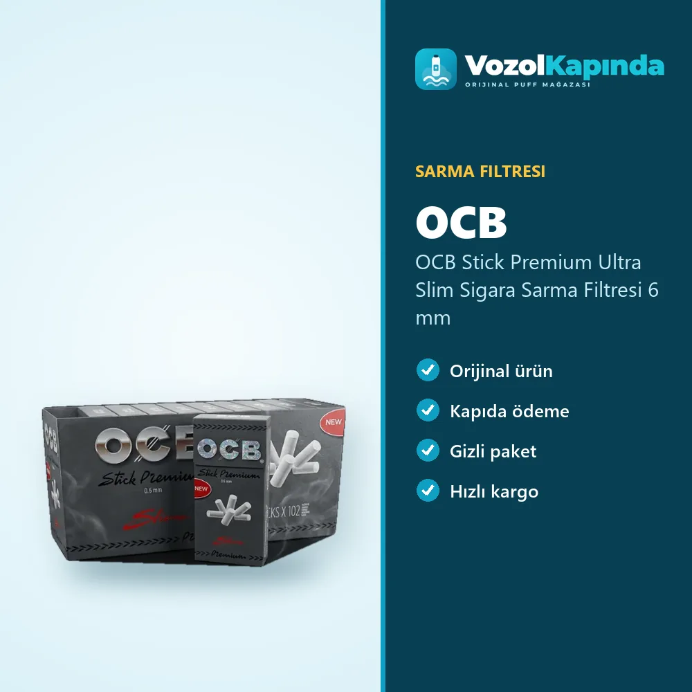 OCB Stick Premium Ultra Slim Sigara Sarma Filtresi 6 mm Sipariş Bilgileri OCB Stick Premium Ultra Slim Sigara Sarma Filtresi 6 mm sipariş avantajları: kapıda ödeme ve gizli paket