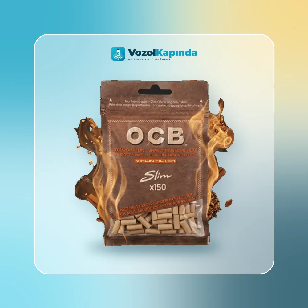 OCB Virgin Poşet Sigara Sarma Filtresi Paket Görünümü OCB Virgin Poşet Sigara Sarma Filtresi ön yüz görseli, orijinal ambalaj