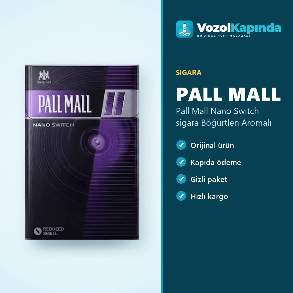 Pall Mall Nano Switch sigara Böğürtlen Aromalı bilgi kartı, orijinal sigara