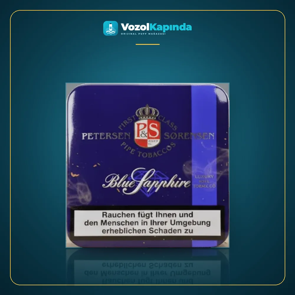 Petersen Sorensen Blue Sapphire Pipo Tütünü Paket Görünümü Petersen Sorensen Blue Sapphire Pipo Tütünü ön yüz görseli, orijinal ambalaj