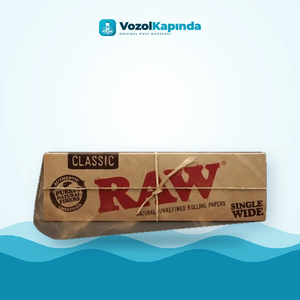 RAW Classic Single Wide sigara kağıdı tekli ön yüz görseli, orijinal ambalaj
