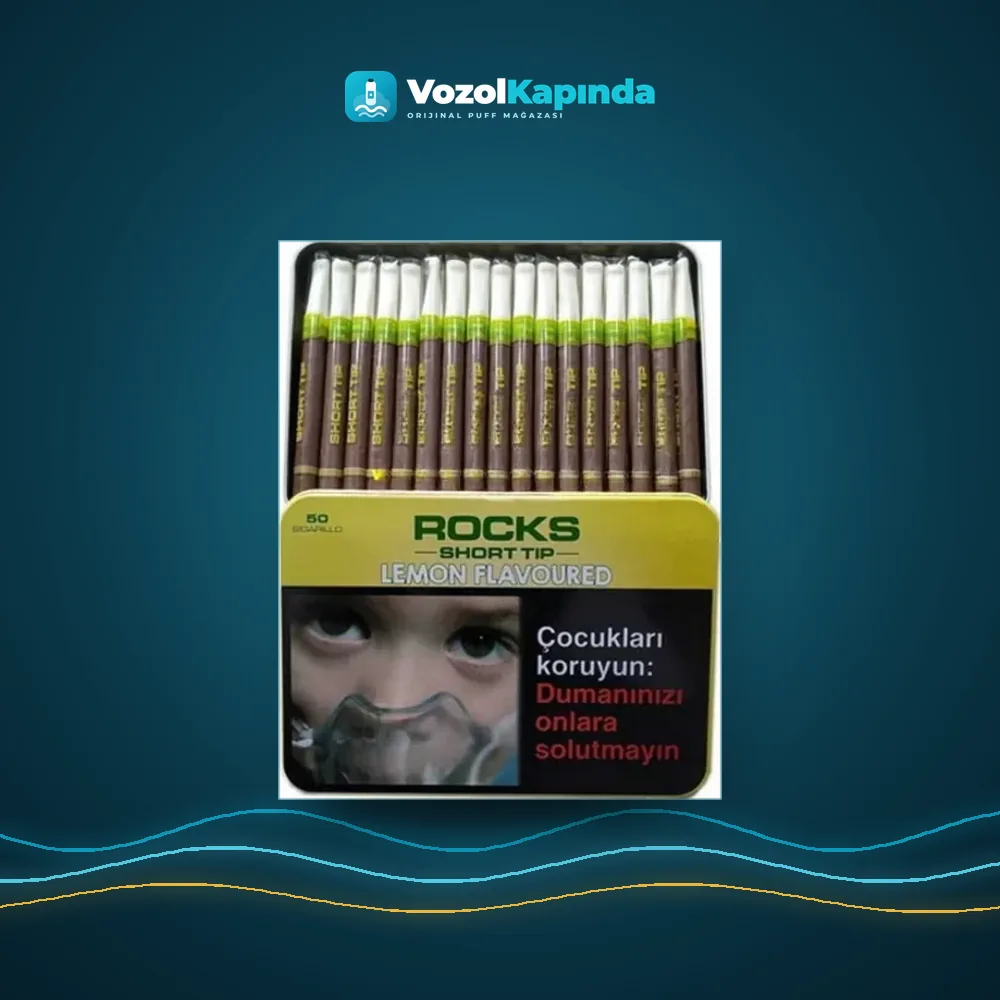 Rocks Short Tip Lemon sigarillo Limon Aromalı 50’s Satın Al Rocks Short Tip Lemon sigarillo Limon Aromalı 50’s, Vozol Kapında orijinal sigarillo