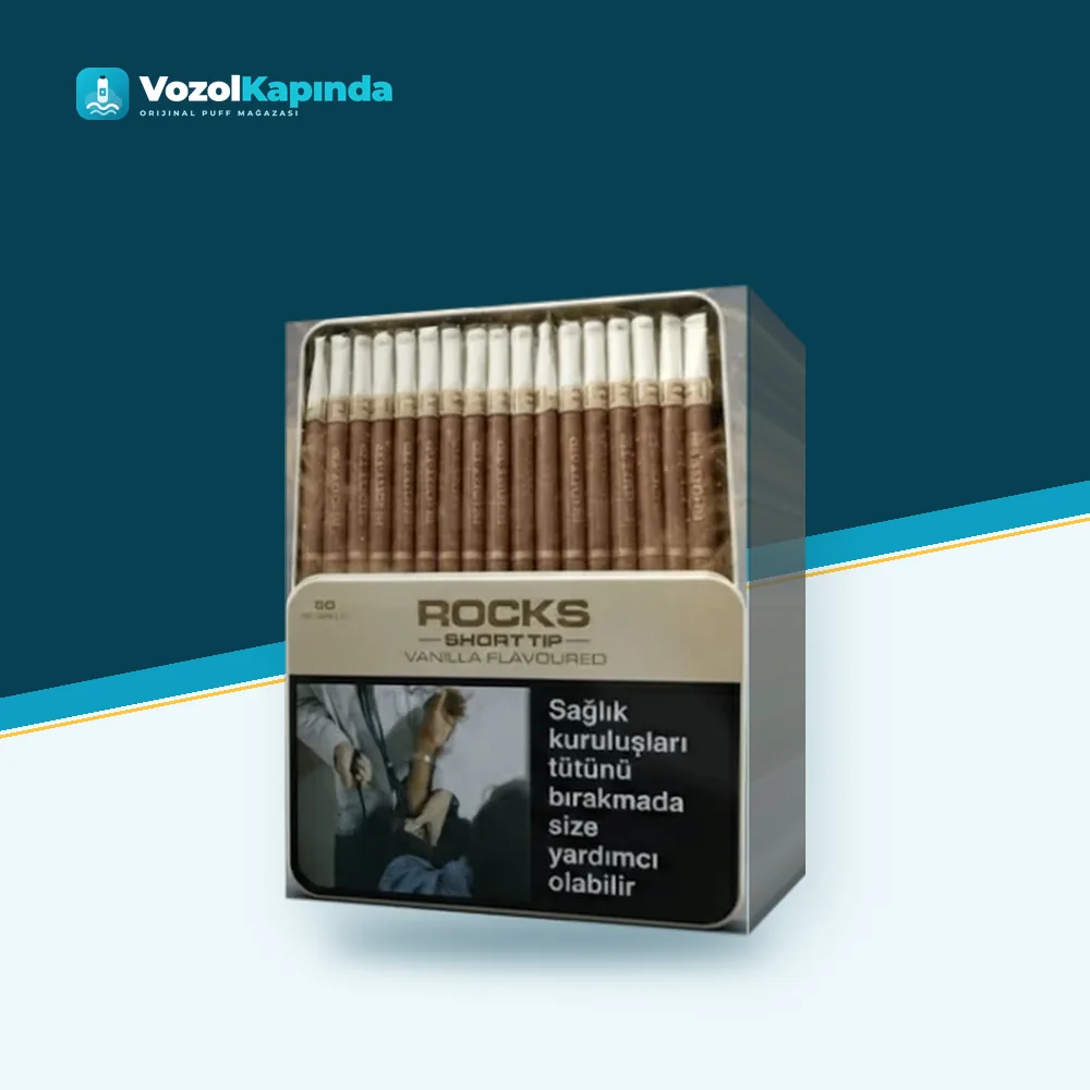 Rocks Short Tip Vanilla sigarillo Vanilya Aromalı 50’s paket görünümü