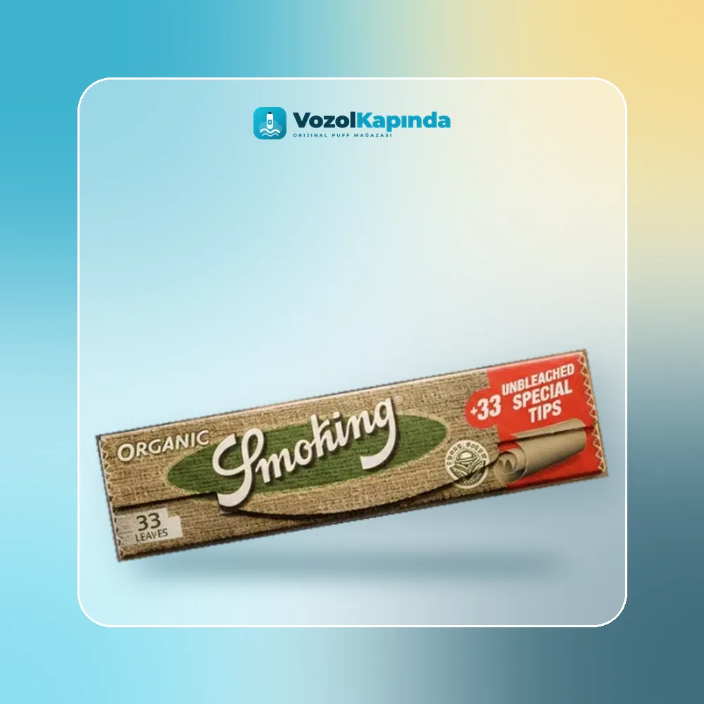 Smoking King Size Organic Sigara Kağıdı + Zıvanalı paket görünümü