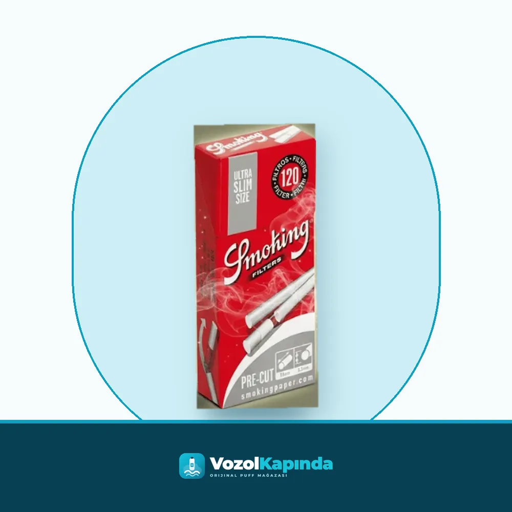 Smoking Precut Ultra Slim Kutu Sigara Sarma Filtresi Paket Görünümü Smoking Precut Ultra Slim Kutu Sigara Sarma Filtresi ön yüz görseli, orijinal ambalaj