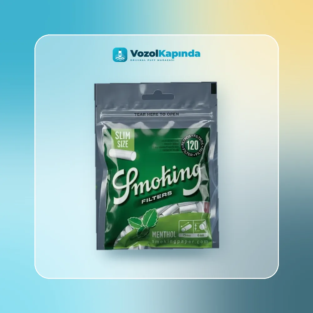 Smoking Slim Mentollü Poşet Sigara Sarma Filtresi Ürün Görseli Smoking Slim Mentollü Poşet Sigara Sarma Filtresi ürün görseli, orijinal sarma filtresi