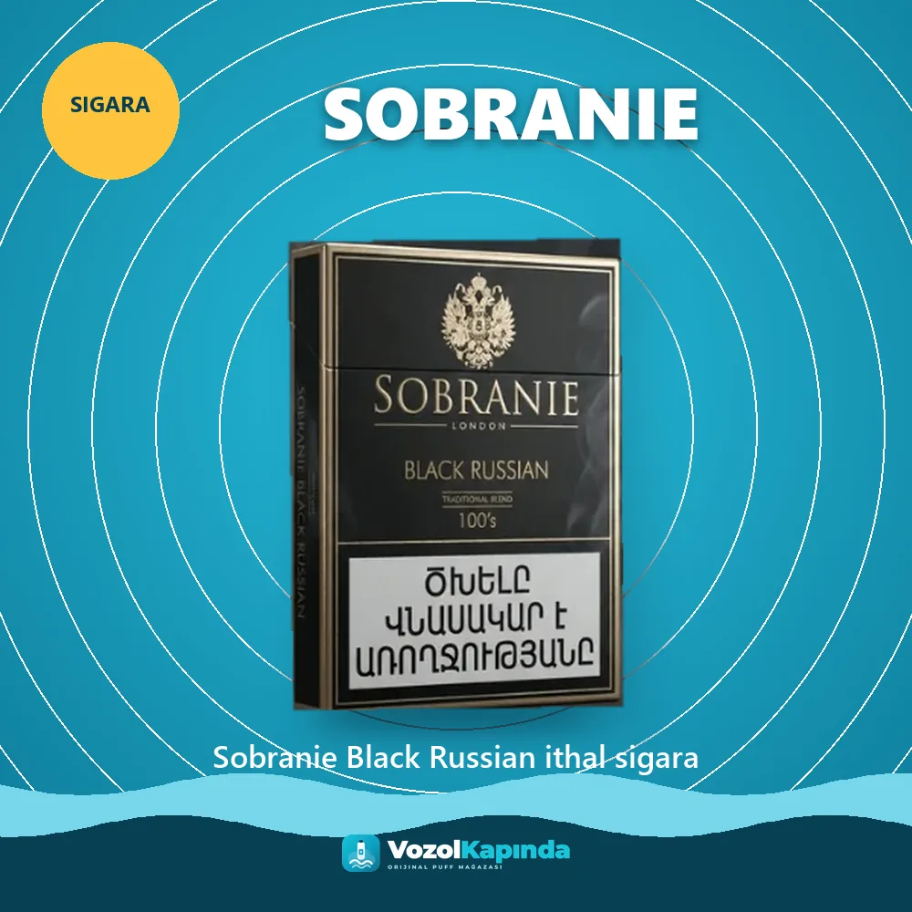 Sobranie Black Russian ithal sigara bilgi kartı, orijinal sigara