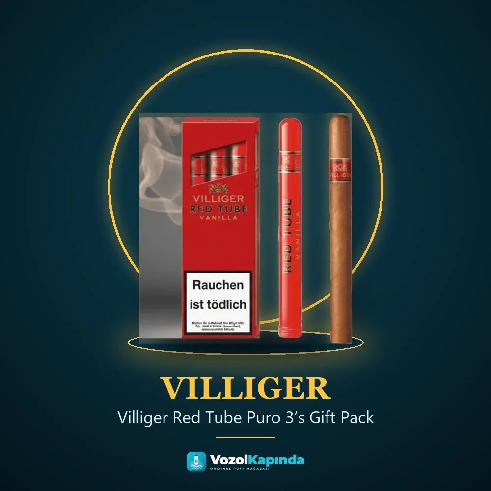Villiger Red Tube Puro 3’s Gift Pack bilgi kartı, orijinal puro