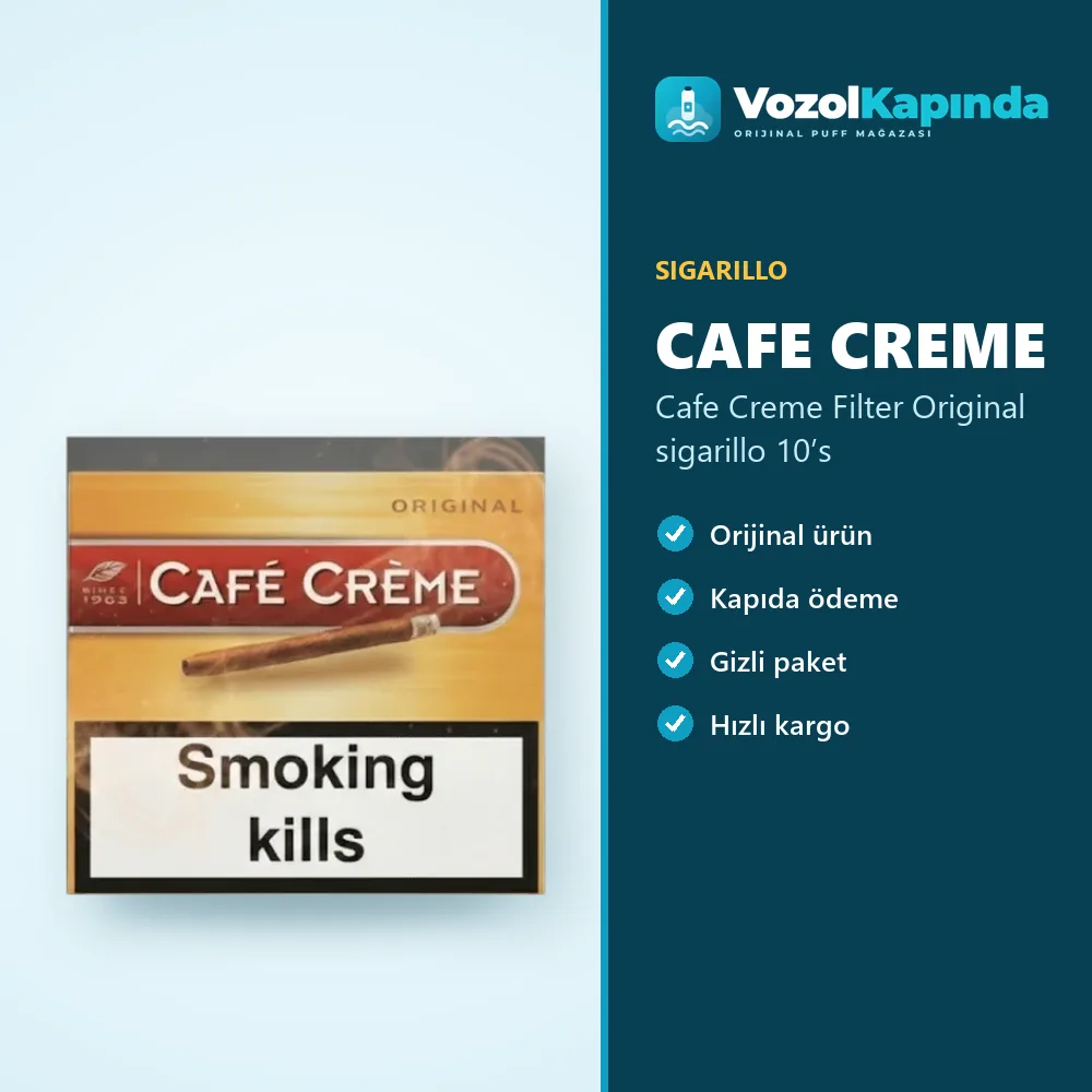 Cafe Creme Filter Original sigarillo 10’s Özellikleri Cafe Creme Filter Original sigarillo 10’s sipariş avantajları: kapıda ödeme ve gizli paket