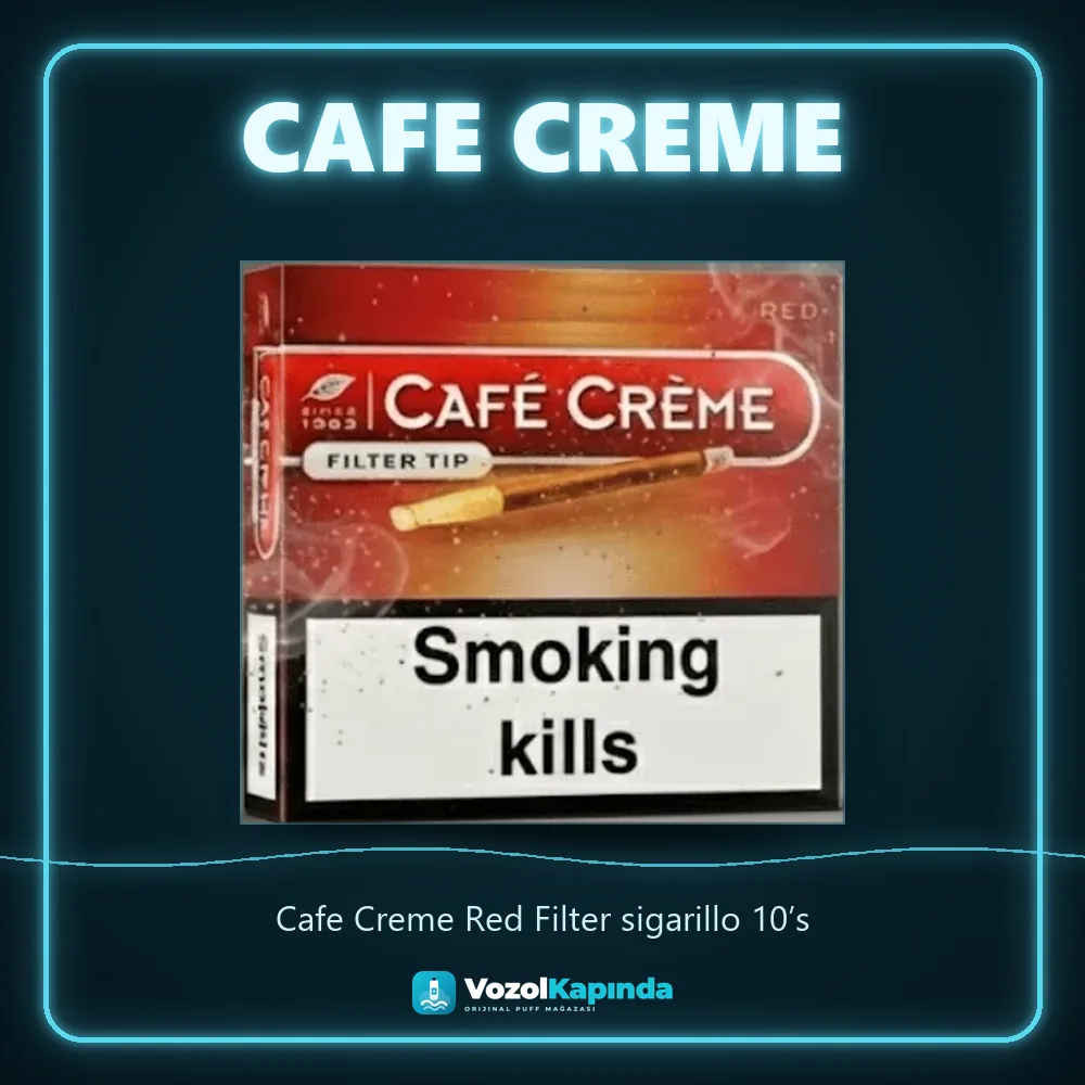 Cafe Creme Red Filter sigarillo 10’s Sipariş Bilgileri Cafe Creme Red Filter sigarillo 10’s bilgi kartı, orijinal sigarillo