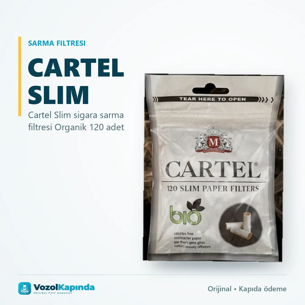 Cartel Slim sigara sarma filtresi Organik 120 adet Bilgi Kartı Cartel Slim sigara sarma filtresi Organik 120 adet sipariş avantajları: kapıda ödeme ve gizli paket