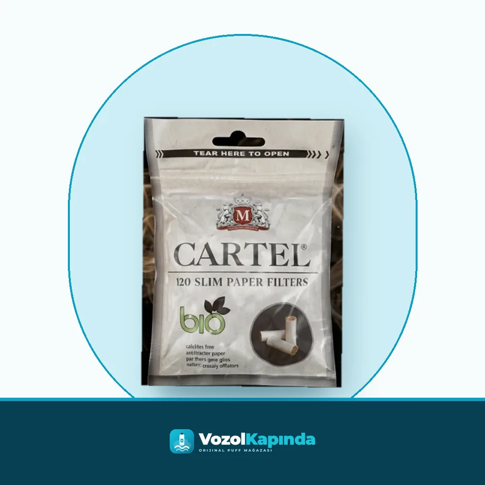 Cartel Slim sigara sarma filtresi Organik 120 adet Paket Görünümü Cartel Slim sigara sarma filtresi Organik 120 adet ön yüz görseli, orijinal ambalaj