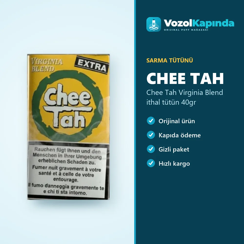 Chee Tah Virginia Blend ithal tütün 40gr Özellikleri Chee Tah Virginia Blend ithal tütün 40gr bilgi kartı, orijinal sarma tütünü