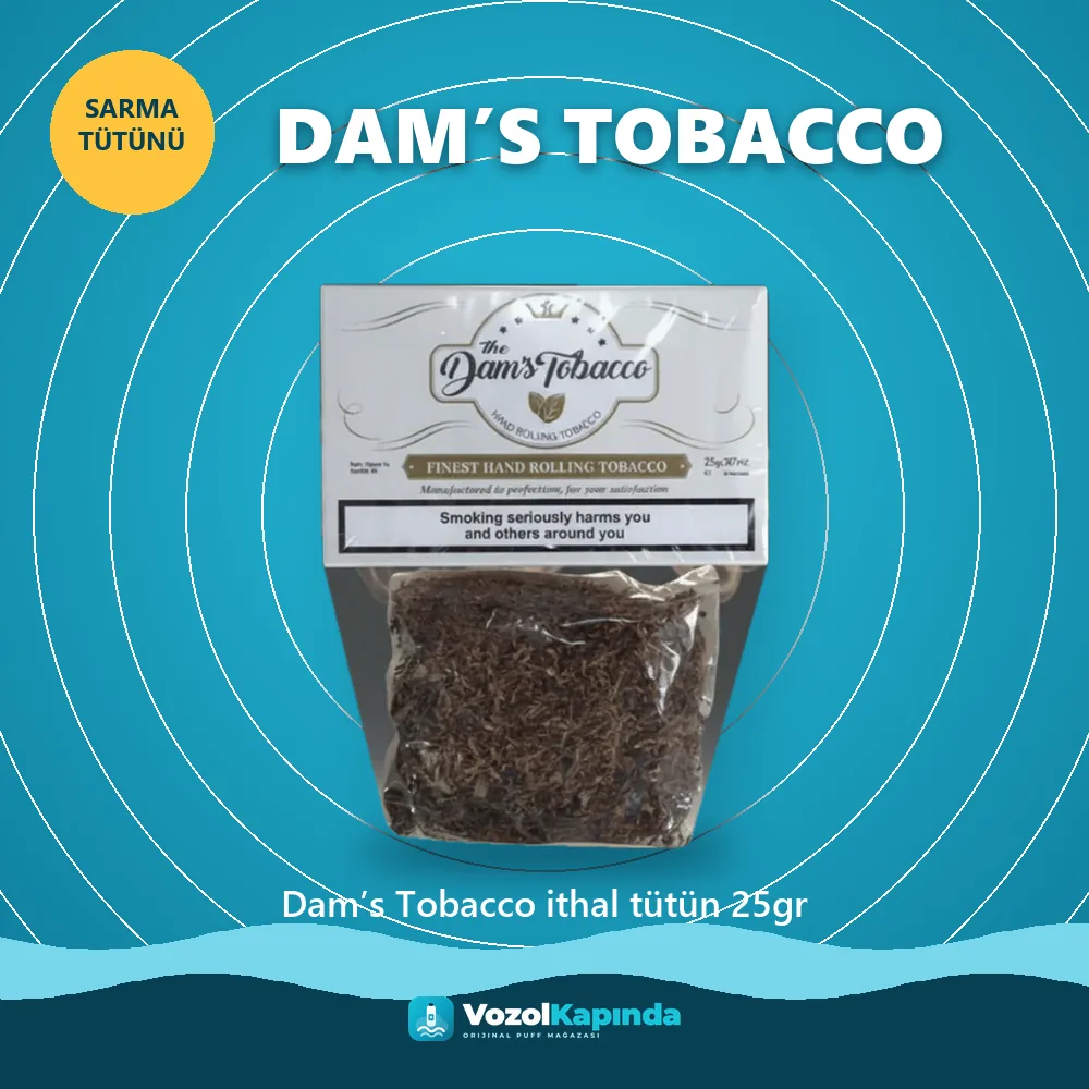 Dam’s Tobacco ithal tütün 25gr bilgi kartı, orijinal sarma tütünü