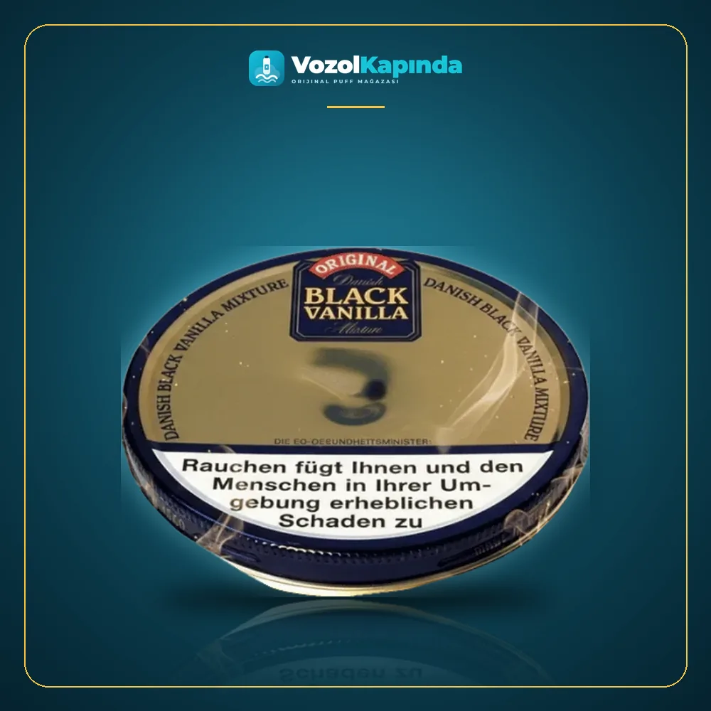 Danish Black Vanilla Mixture Pipo Tütünü Paket Görünümü Danish Black Vanilla Mixture Pipo Tütünü ön yüz görseli, orijinal ambalaj