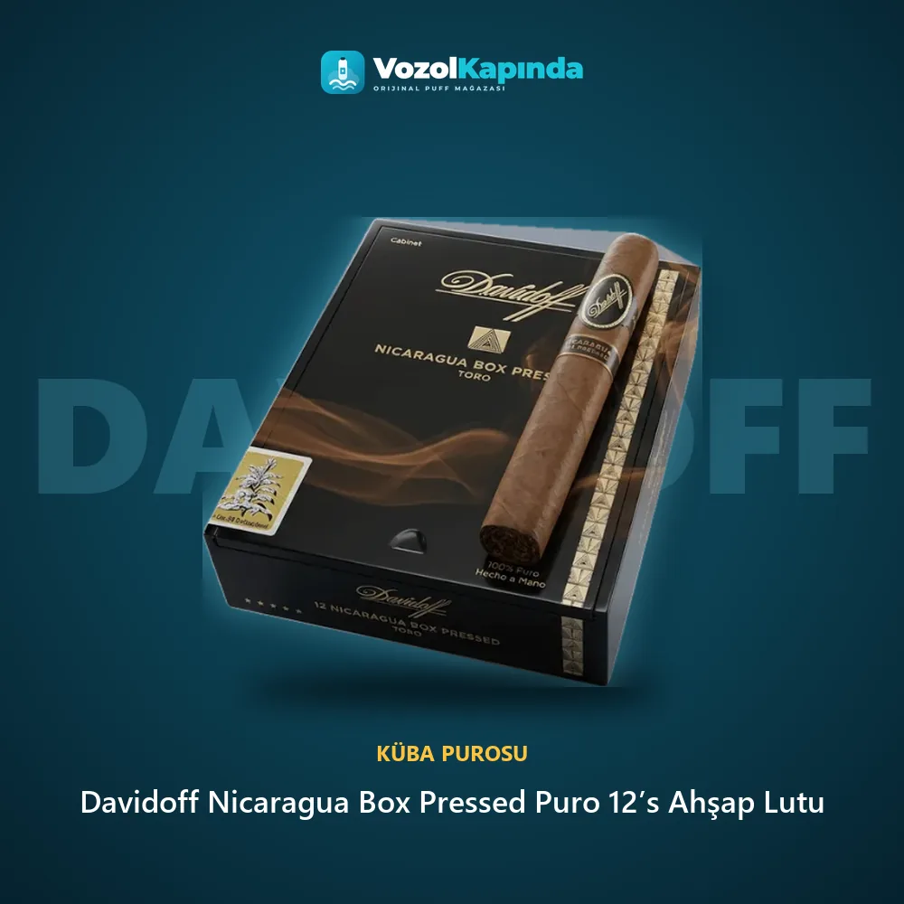 Davidoff Nicaragua Box Pressed Puro 12’s Ahşap Lutu özellikleri: orijinal ürün, kapıda ödeme, gizli paket